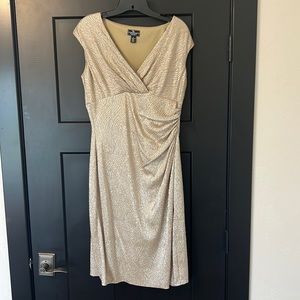 American Living Women’s Light Gold Beige Metallic Dress Size 8